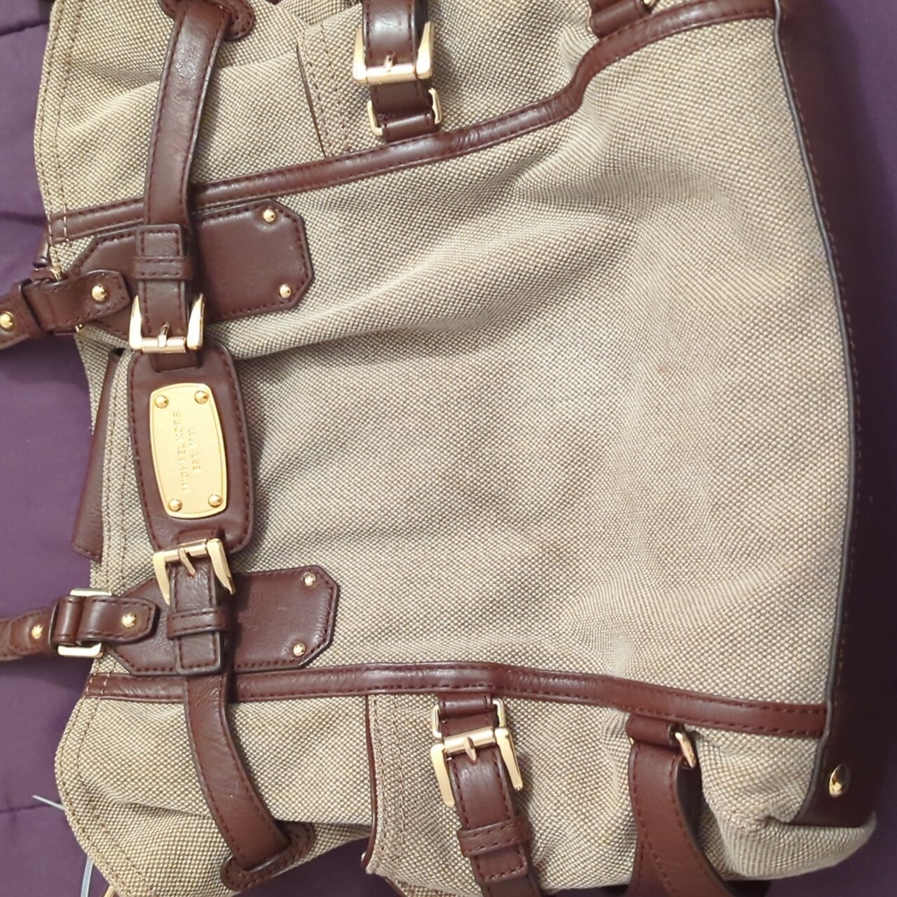 Michael Kors Gansevoort Satchel Handbag Hemp Mocha Purse Brown Tan Shoulder Bag